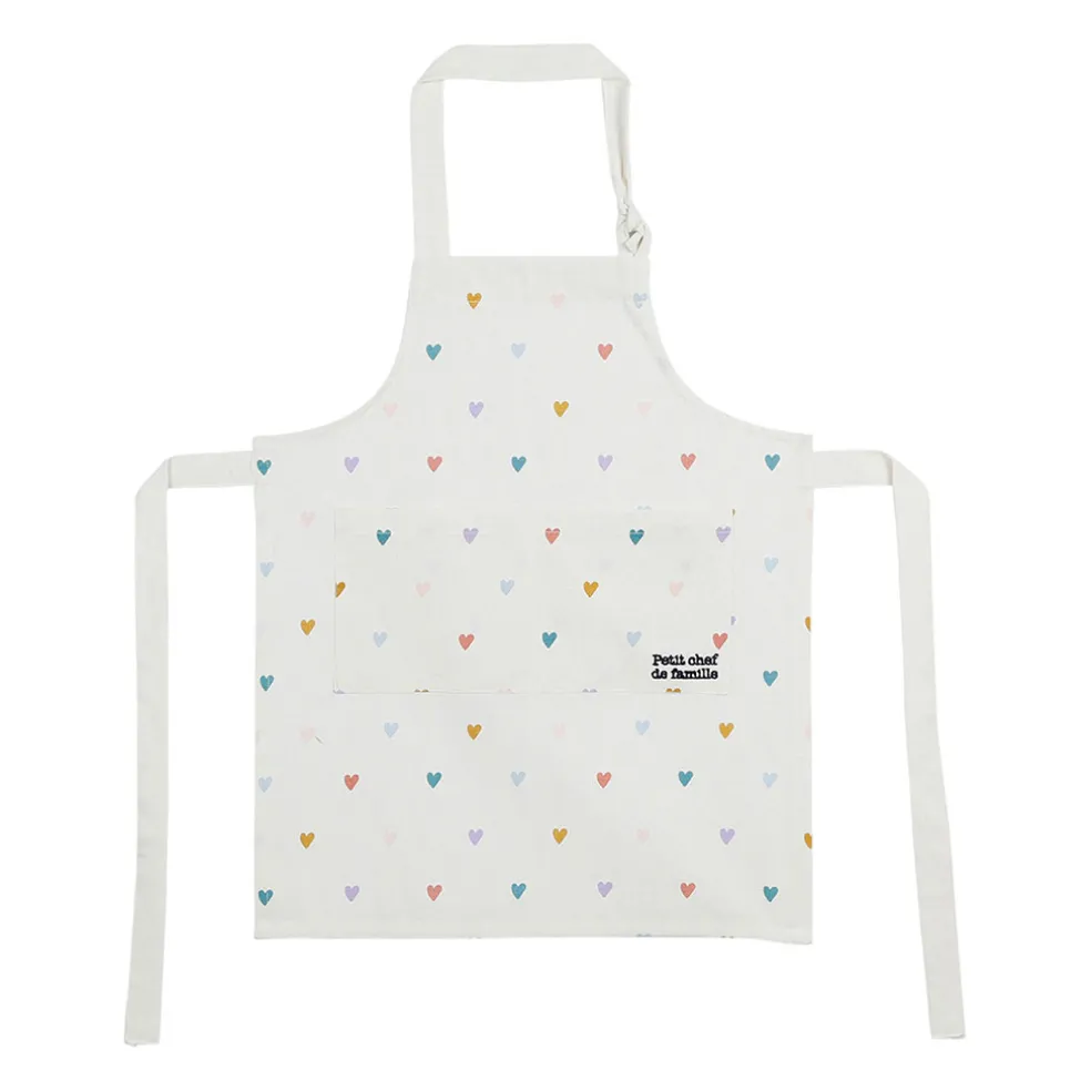 Tablier enfant en coton multicolore 55x45cm - Famille