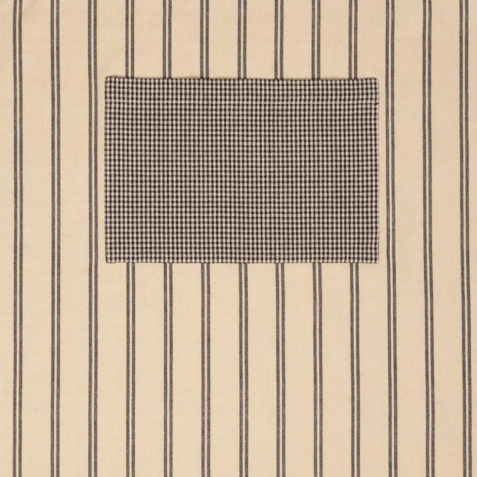 Tablier rayé en coton noir et écru - Campagne
