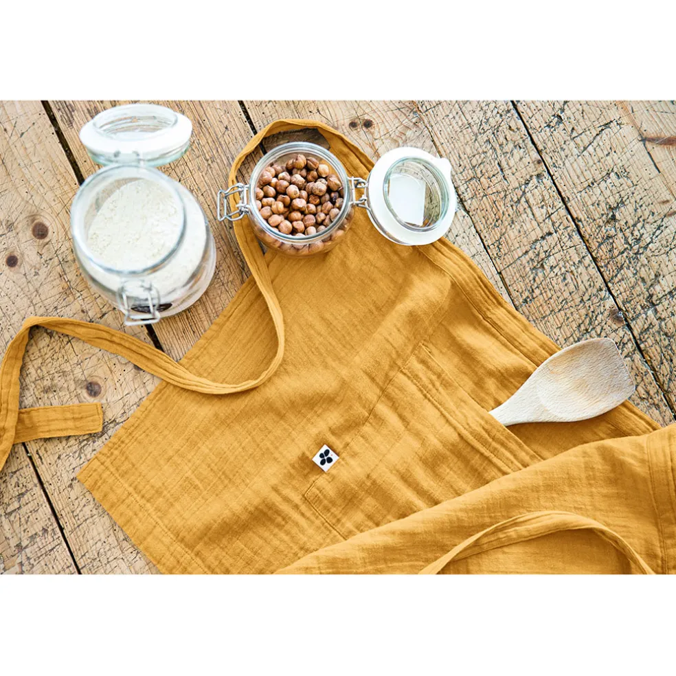 Tablier safran en gaze de coton 45x80cm - Gaia