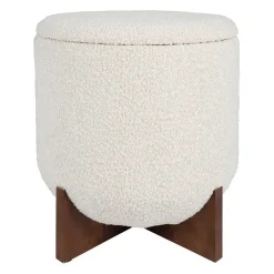 Tabouret coffre en tissu et pin blanc - Alpinia