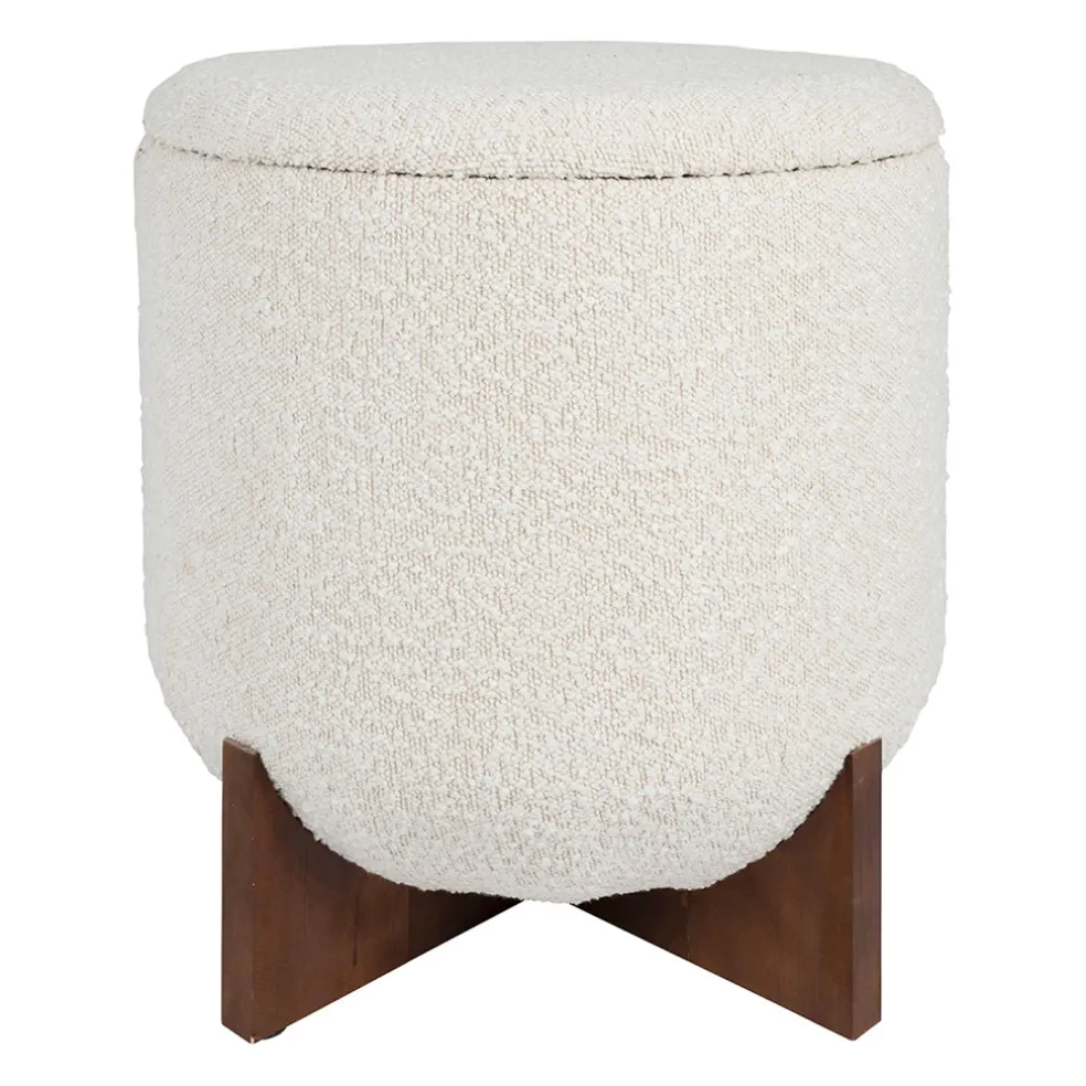Tabouret coffre en tissu et pin blanc - Alpinia