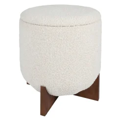 Tabouret coffre en tissu et pin blanc - Alpinia