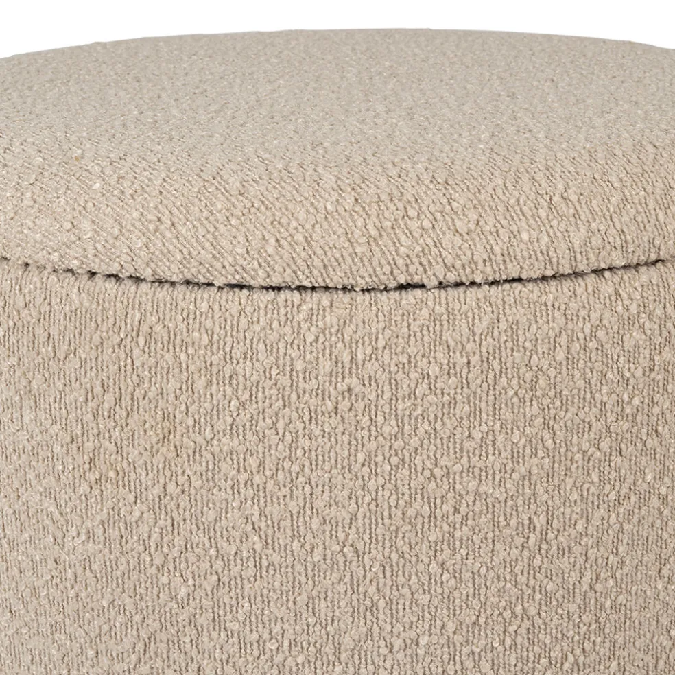Tabouret coffre en tissu et pin beige - Alpinia