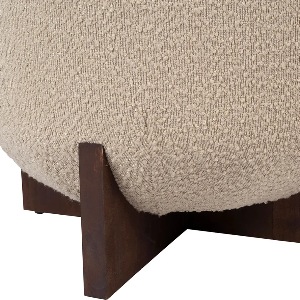 Tabouret coffre en tissu et pin beige - Alpinia
