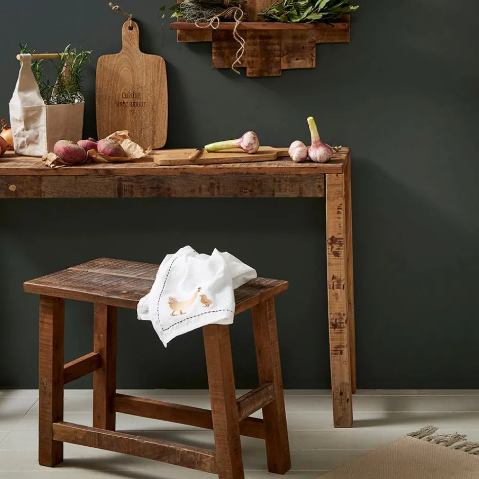 Tabouret en bois recyclé naturel - Campagne