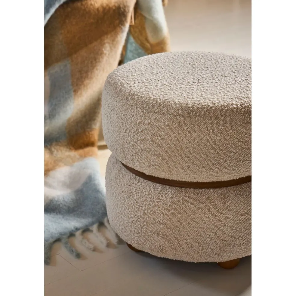 Tabouret en tissu et pin beige - Alpinia