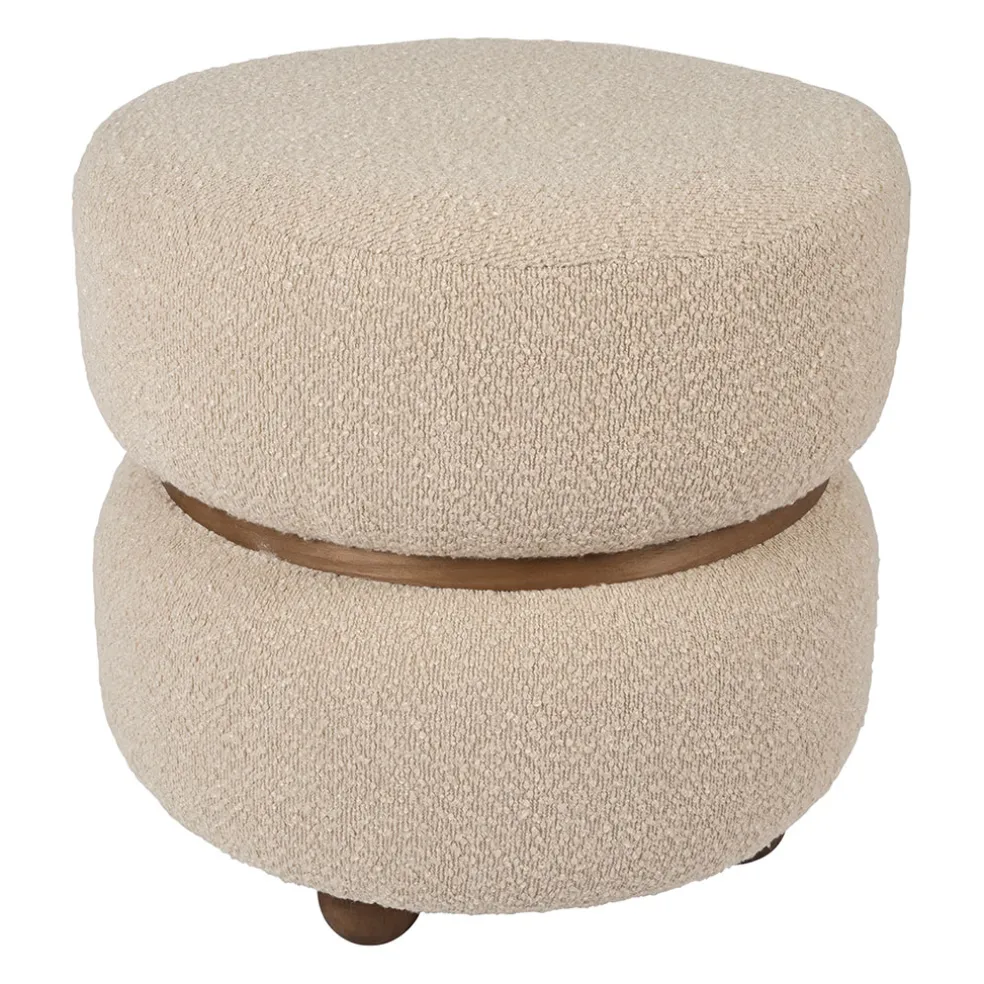 Tabouret en tissu et pin beige - Alpinia