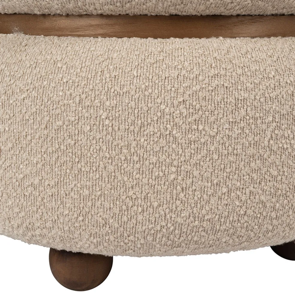 Tabouret en tissu et pin beige - Alpinia