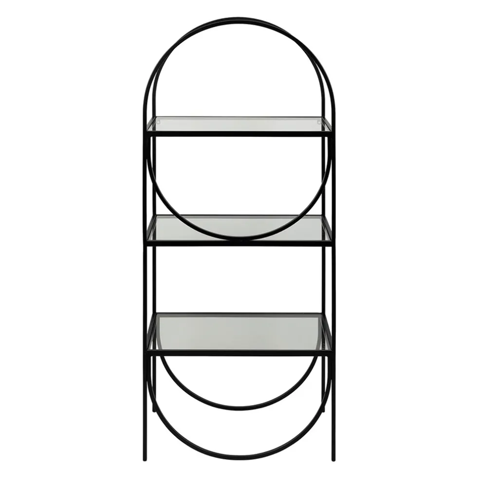 Étagère 3 niveaux en verre et fer noir h120cm - Lernet