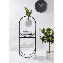 Étagère 3 niveaux en verre et fer noir h120cm - Lernet