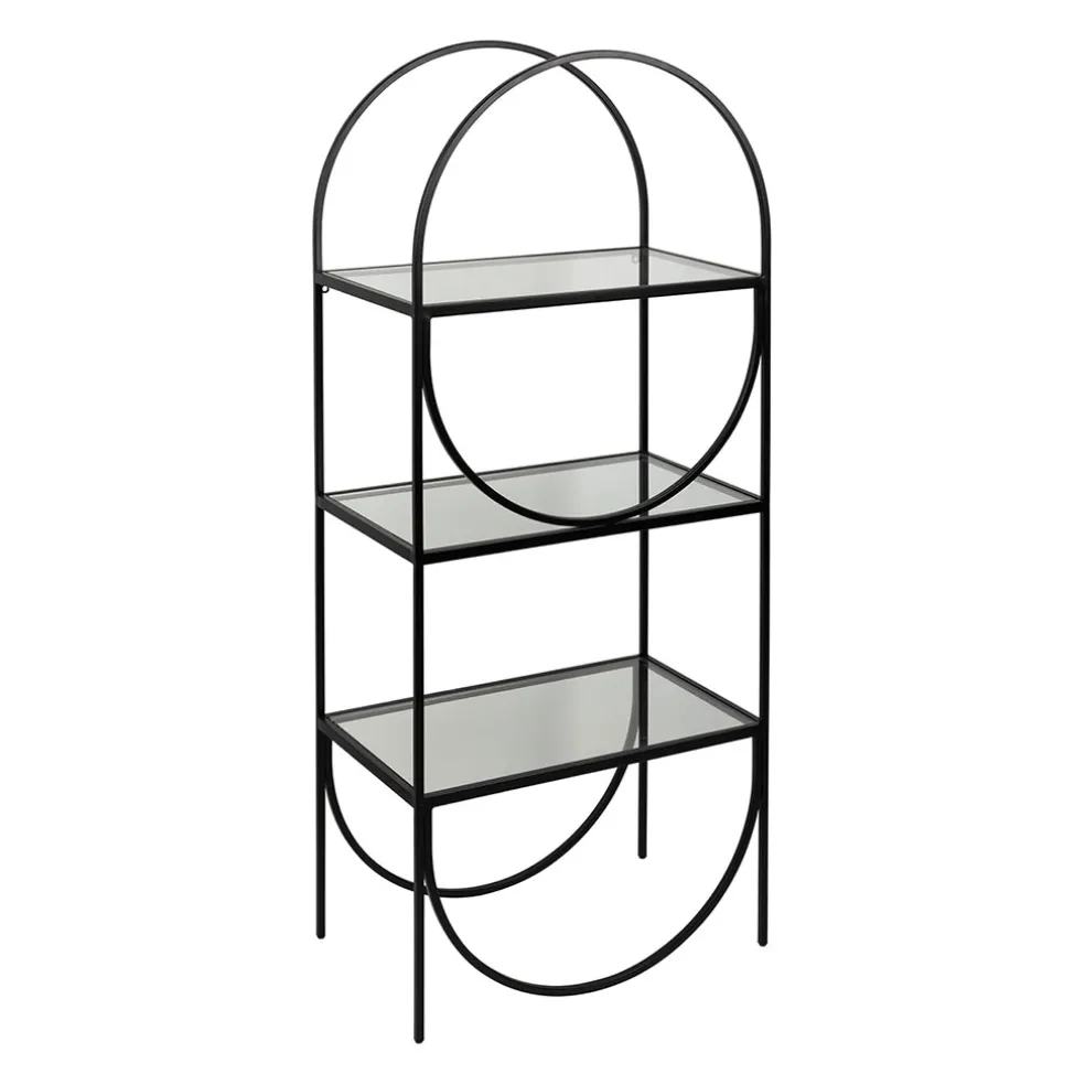 Étagère 3 niveaux en verre et fer noir h120cm - Lernet
