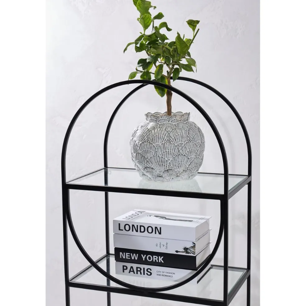 Étagère 3 niveaux en verre et fer noir h120cm - Lernet