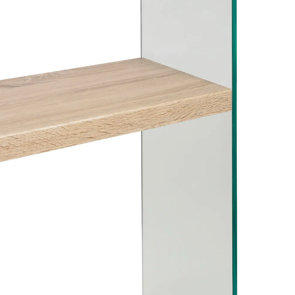 Étagère 3 niveaux en verre trempé et bois h165cm - Adela
