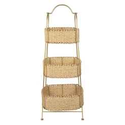 Étagère 3 paniers en jute et fer doré h104cm - Réserve