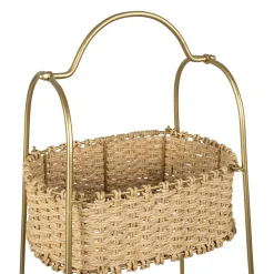 Étagère 3 paniers en jute et fer doré h104cm - Réserve