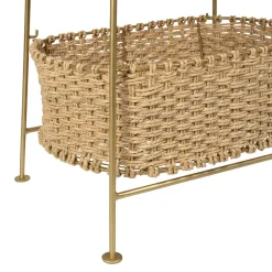 Étagère 3 paniers en jute et fer doré h104cm - Réserve