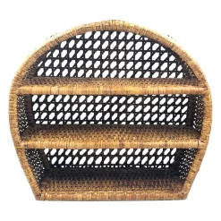 Étagère murale 3 niveaux en rotin brun h41cm - Ednna