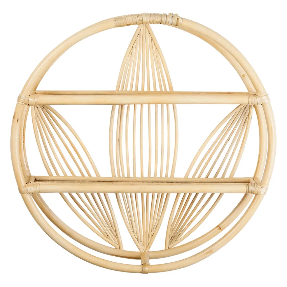 Étagère murale 2 niveaux en rotin naturel d60cm - Gispsy
