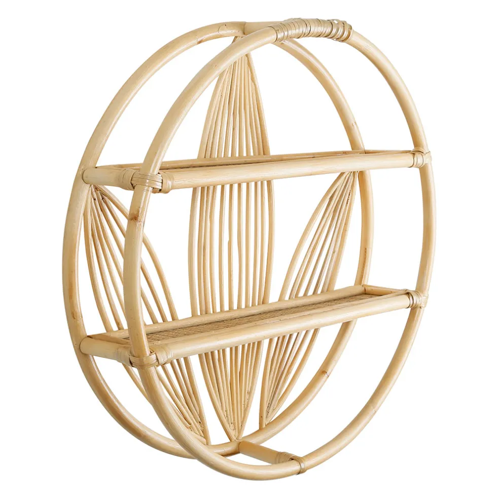 Étagère murale 2 niveaux en rotin naturel d60cm - Gispsy