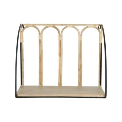 Étagère murale en rotin et fer noir - Monarque