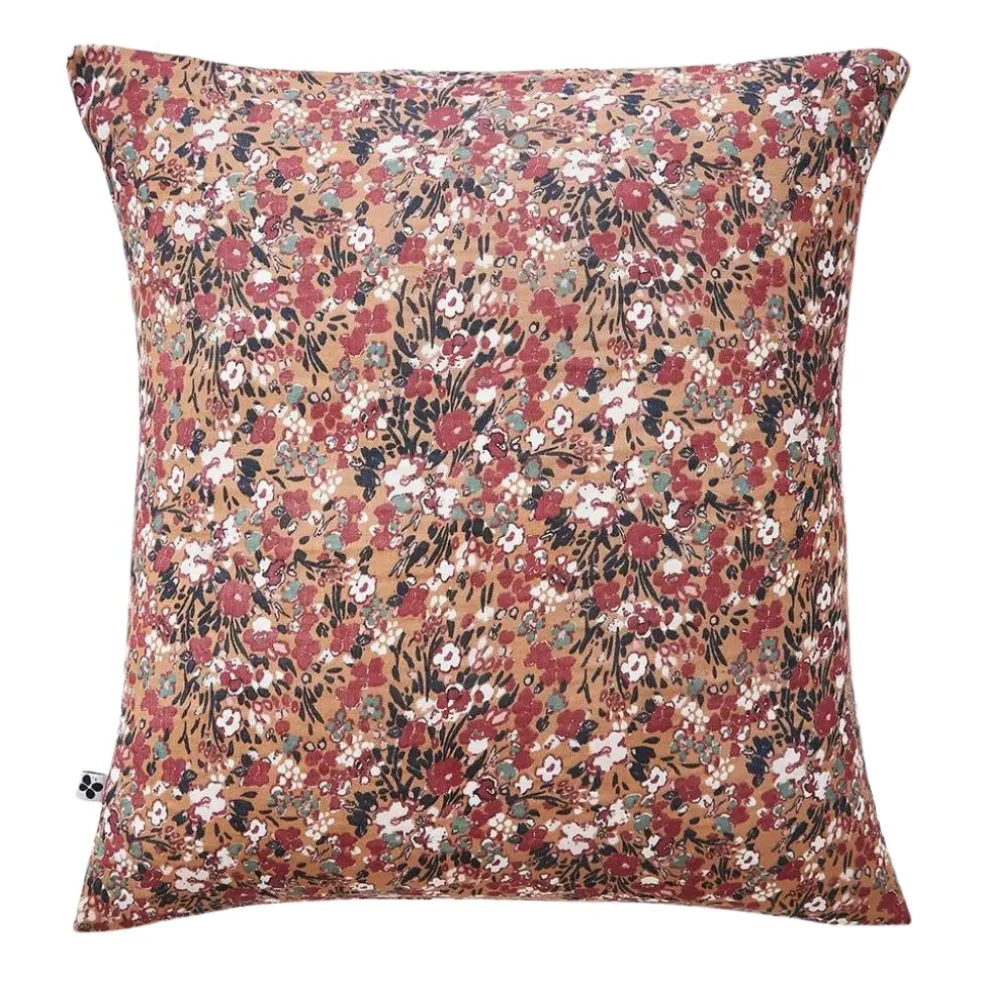 Taie d'oreiller en gaze de coton imprimée camel 60x60cm - Capucine