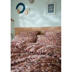 Taie d'oreiller en gaze de coton imprimée camel 60x60cm - Capucine