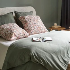 Taie d'oreiller en gaze de coton imprimée pampa 60x60cm - Capucine