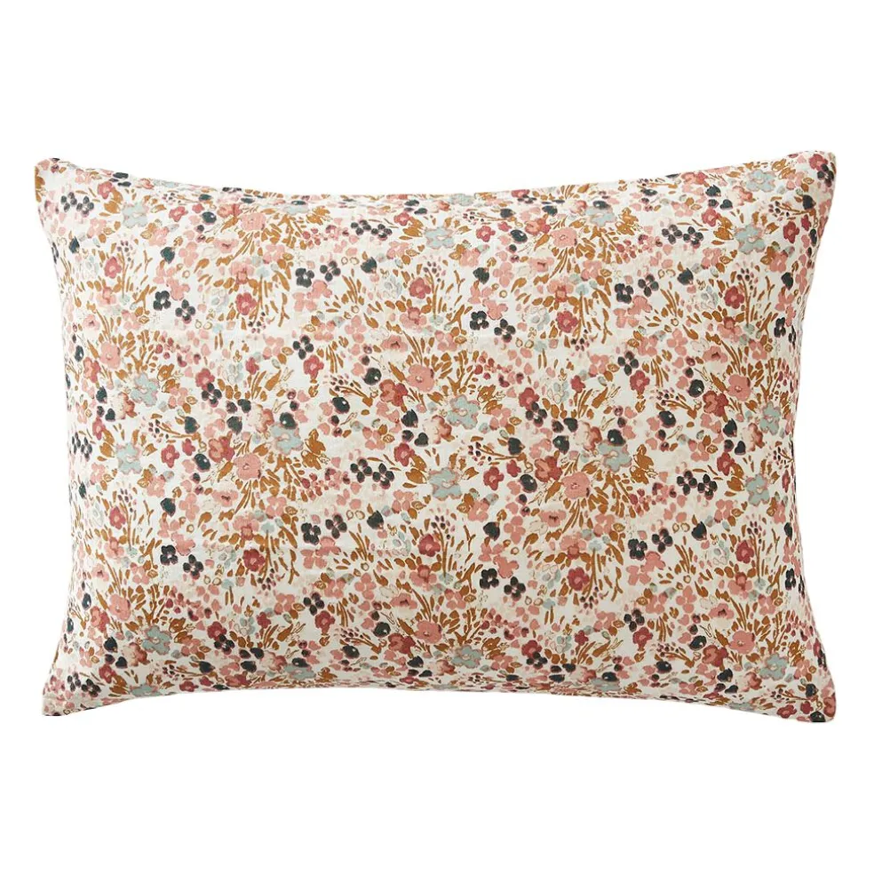 Taie d'oreiller en gaze de coton imprimée pampa 50x70cm - Capucine