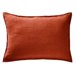 Taie d'oreiller en lin lavé paprika 50x70cm - Soline