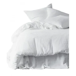 Taie oreiller dili blanc 50x70cm en voile de coton lavé