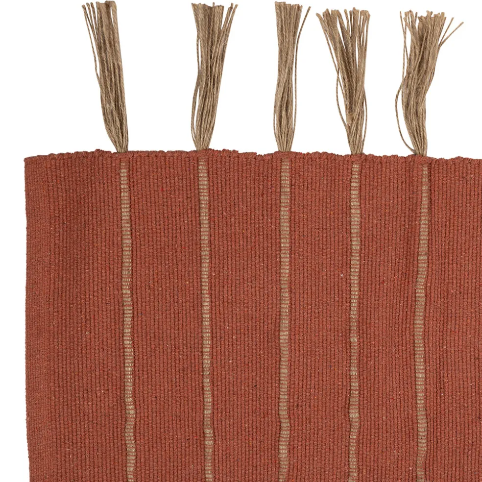 Tapis à franges en coton et jute terracotta 140x70cm - Kolore