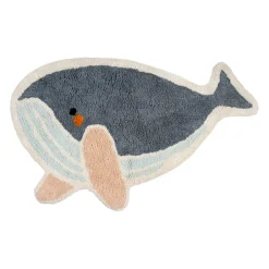 Tapis baleine tufté en coton bleu - Banquise