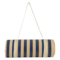 Tapis de plage en tissu rayé indigo et naturel 180x120cm - Medi