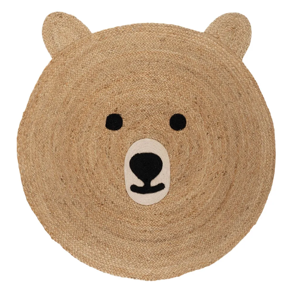 Tapis en jute et coton naturel ours 100x108cm - Sweetdream