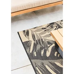Tapis extérieur noir et naturel 120x180cm - Fleuri