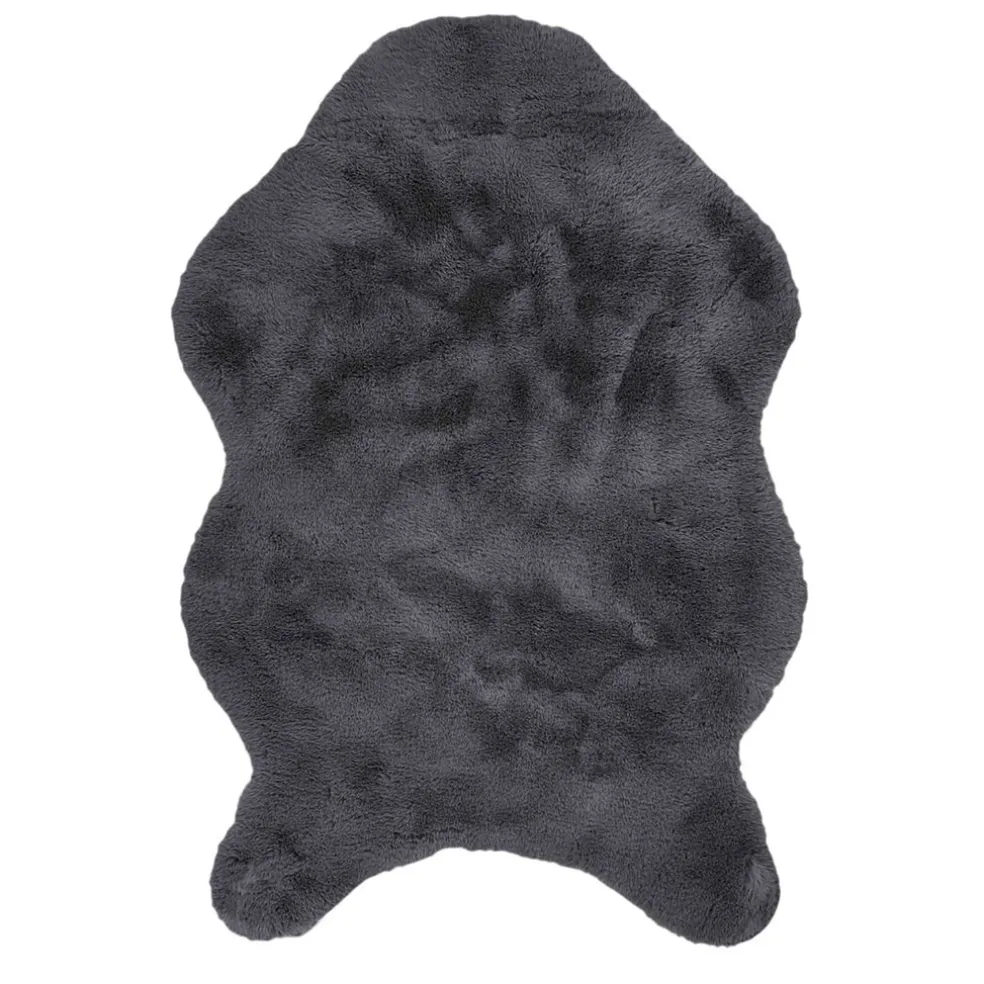 Tapis imitation fourrure poil fin gris 60x90cm