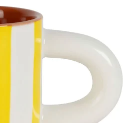 Tasse à café en grès rayée jaune et blanc 17cl - Alaria