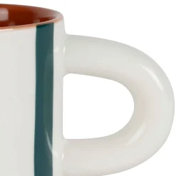 Tasse à café en grès rayée émeraude et blanc 17cl - Alaria