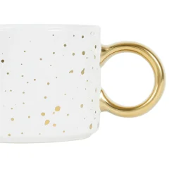 Tasse à thé en grès blanc mat et doré 30cl - Astre