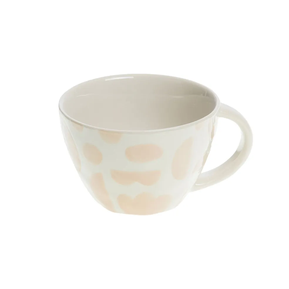 Tasse à thé en grès nude et blanc 40cl - Ohana