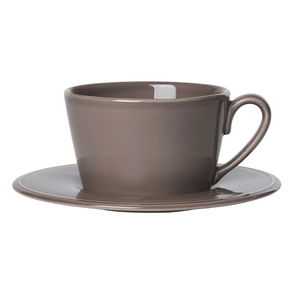 Tasse avec sous-tasse en faïence poivre - constance