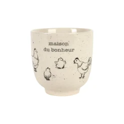 Tasse Bonheur en grès blanc moucheté 15cl - La Ferme