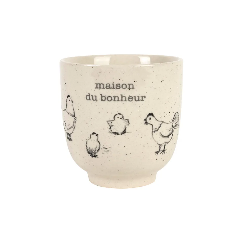 Tasse Bonheur en grès blanc moucheté 15cl - La Ferme