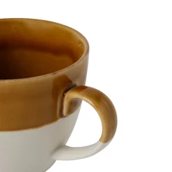 Tasse en grès moutarde et blanc - Crakel