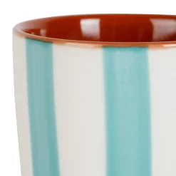Tasse en grès rayée turquoise et blanc 10cl - Alaria