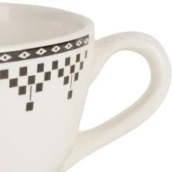 Tasse et sous tasse en faïence anthracite 50cl - Damier