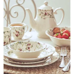 Tasse et sous-tasse en faïence multicolore - p'tites fleurs