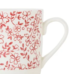 Tasse haute en faîence bordeaux - p'tites fleurs