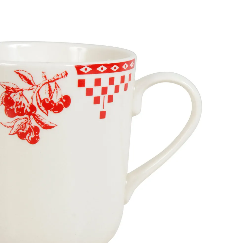 Tasse haute en faïence damier rouge - campagne