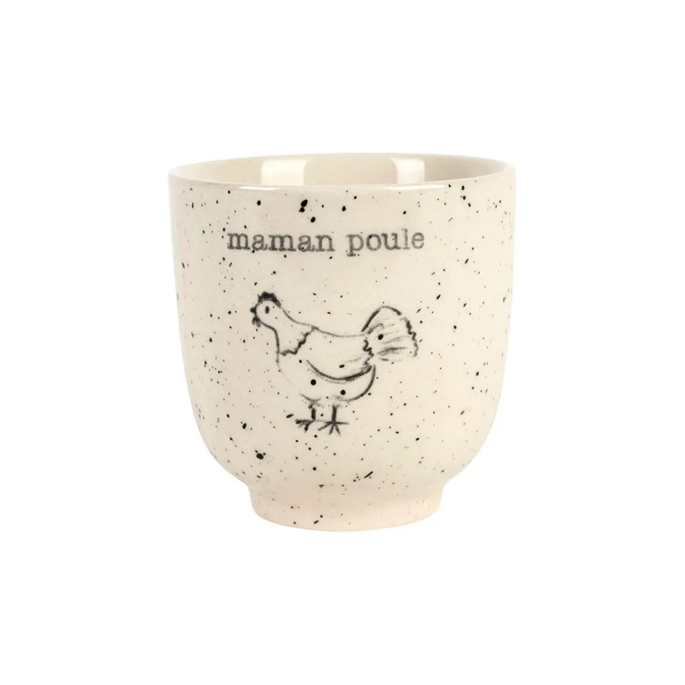 Tasse Maman en grès blanc moucheté 15cl - La Ferme